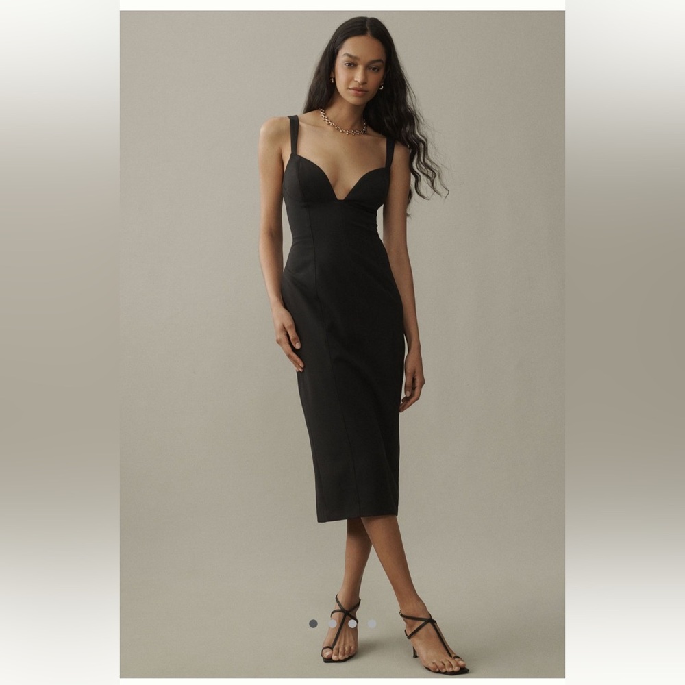 Anthropologie BHLDN Sage Sweetheart Stretch Crepe
Midi Dress